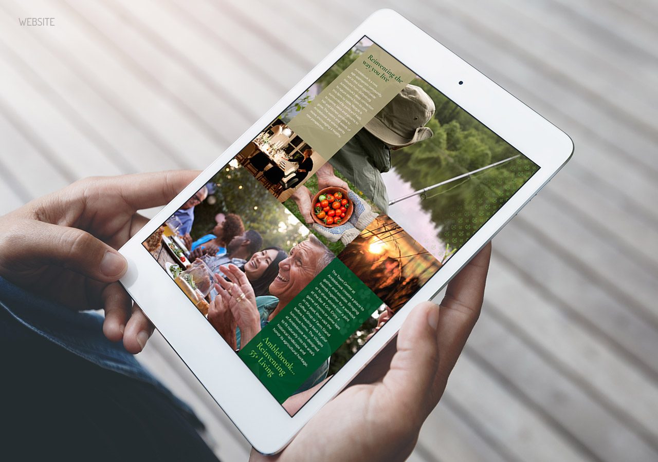 Person holding a tablet displaying a digital menu with images of dishes and text descriptions.
