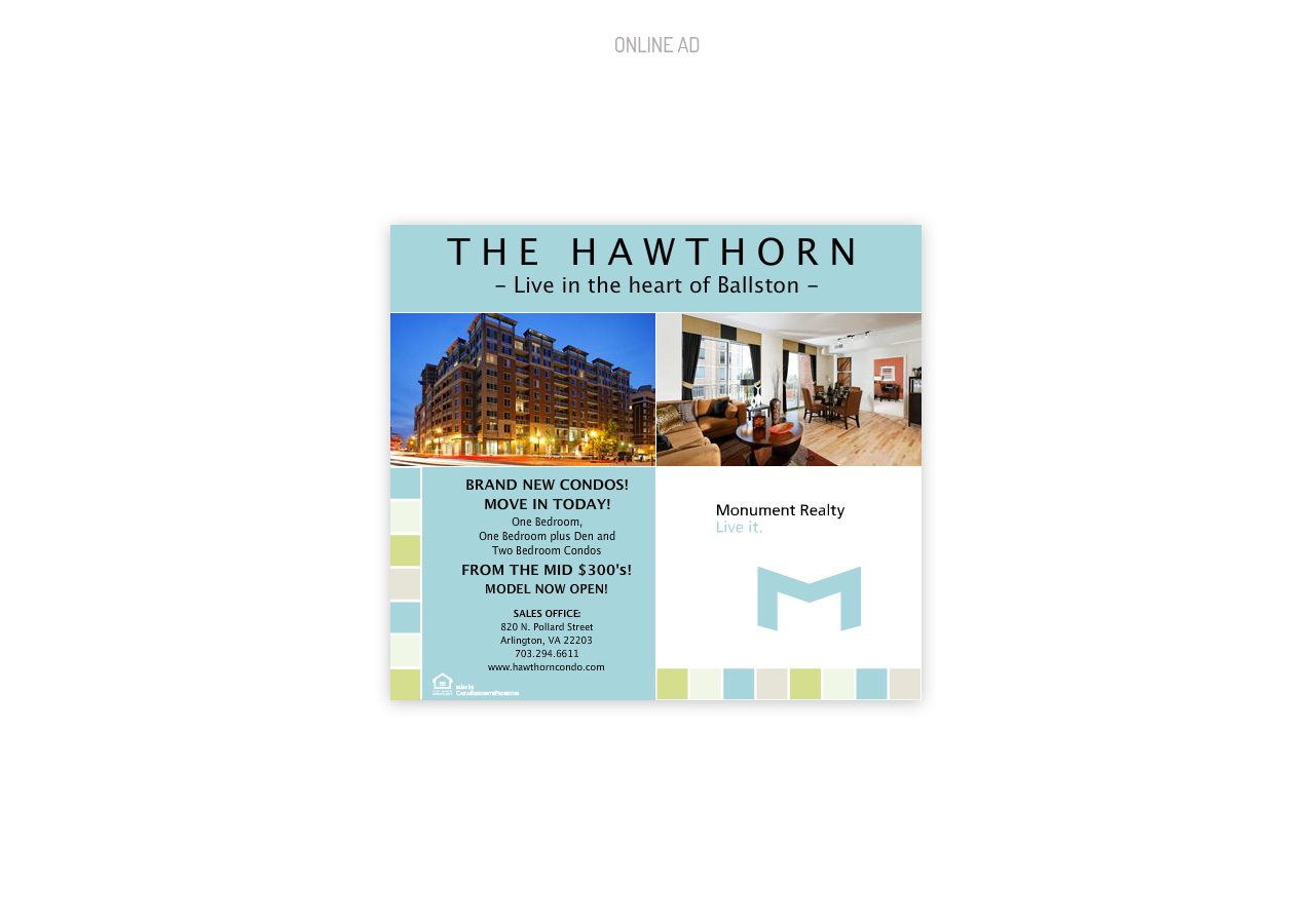 Promotional flyer for The Hawthorn, a retirement living community in Florida, showcasing amenities and lifestyle images.