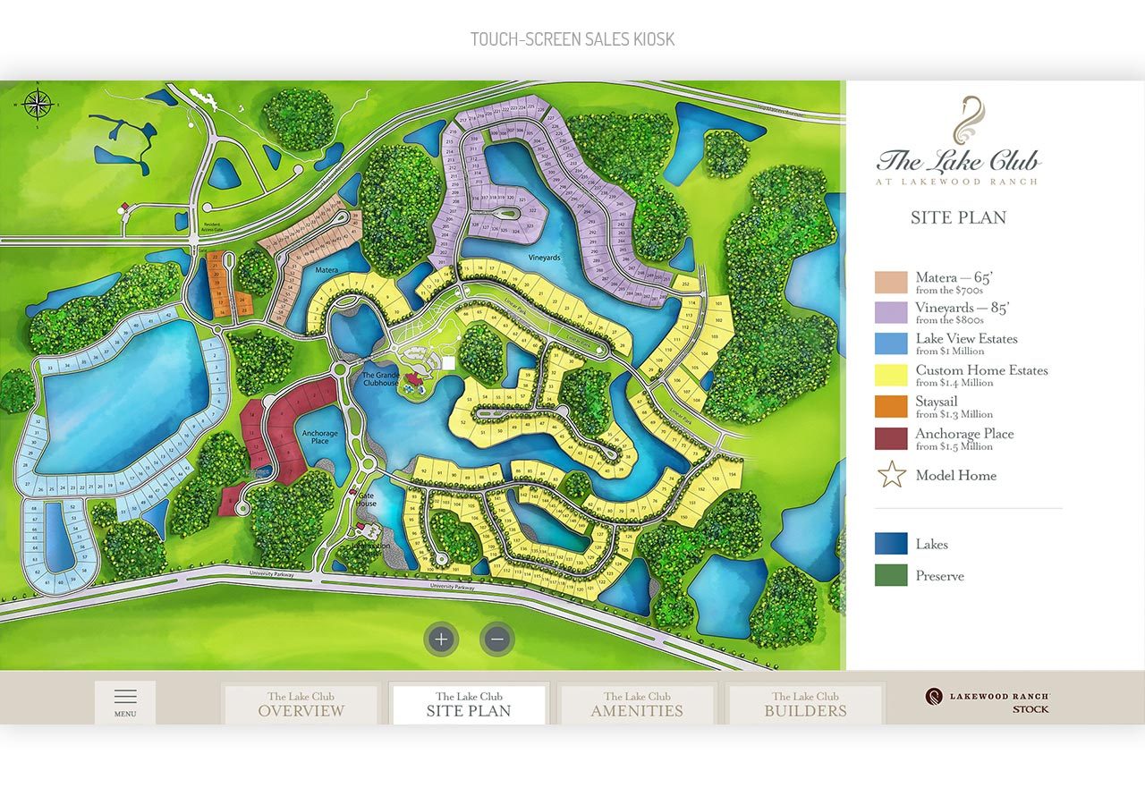 Colorful resort map displaying various zones including water park, hotel, and amenities surrounded by green landscape.