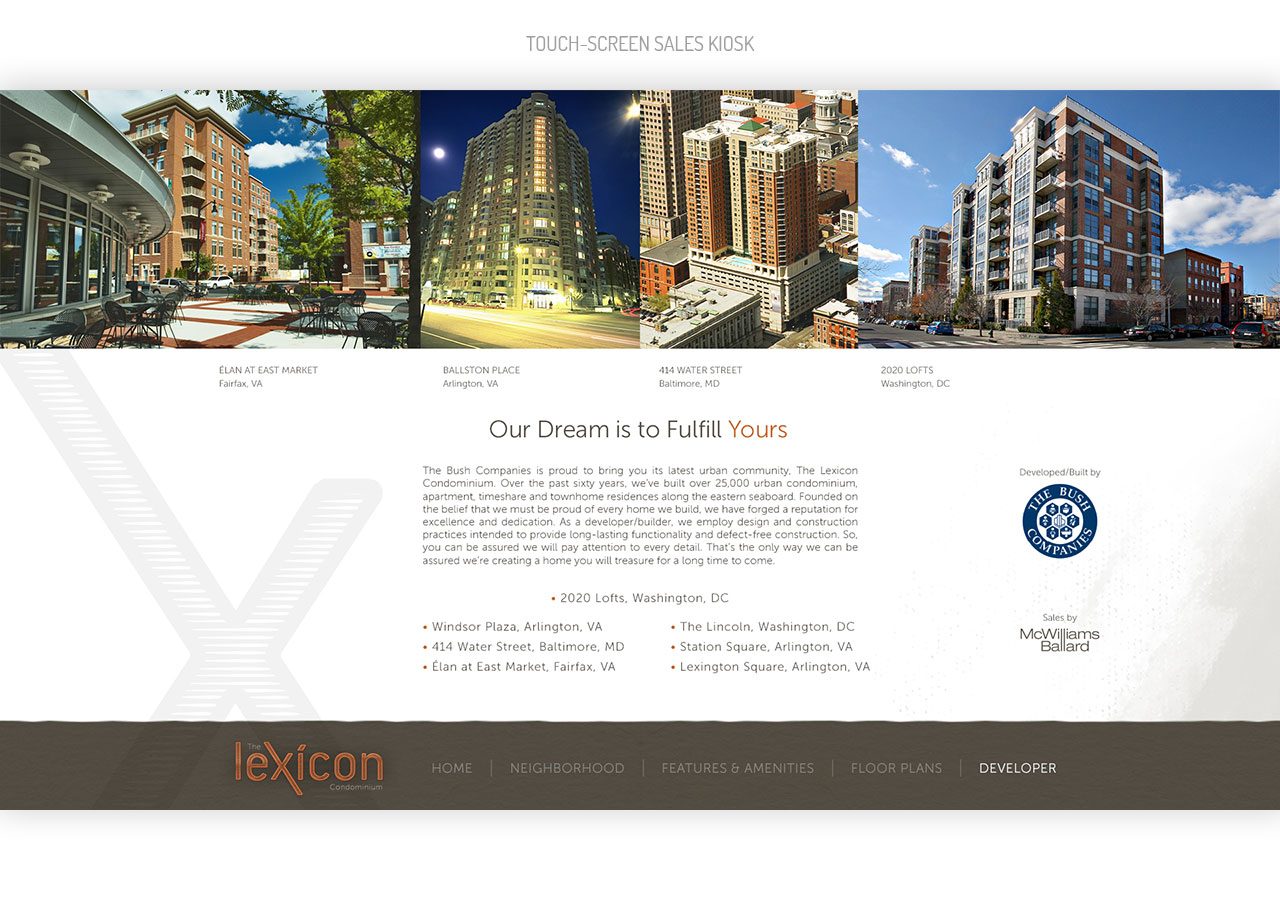 Website homepage showcasing modern residential projects with images of apartment buildings and a mission statement for a real estate development company.