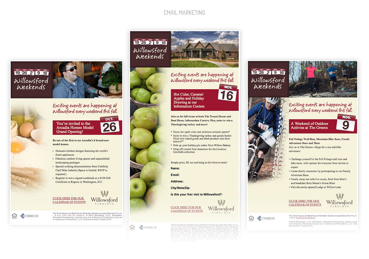 Three vertical informational banners featuring various topics with images of people, apples, and a bicycle wheel.